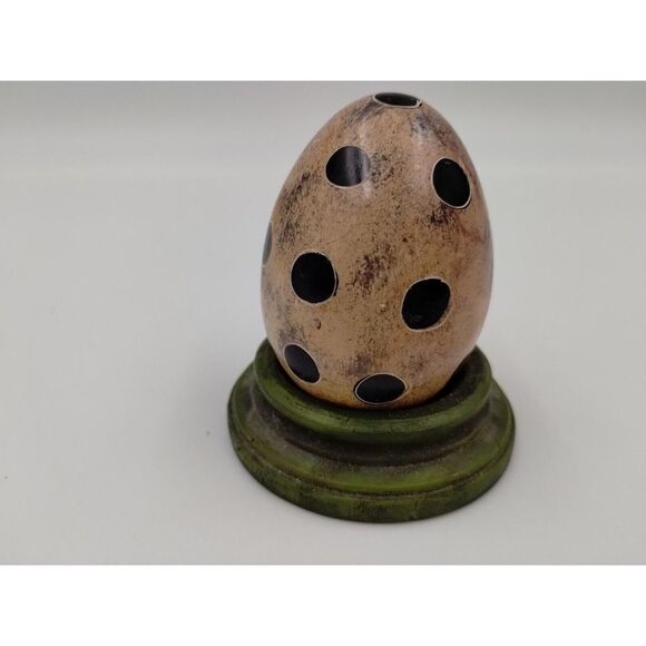 SOAPSTONE Egg with Polka Dots Mauve Pink and Black - Picture 3 of 7